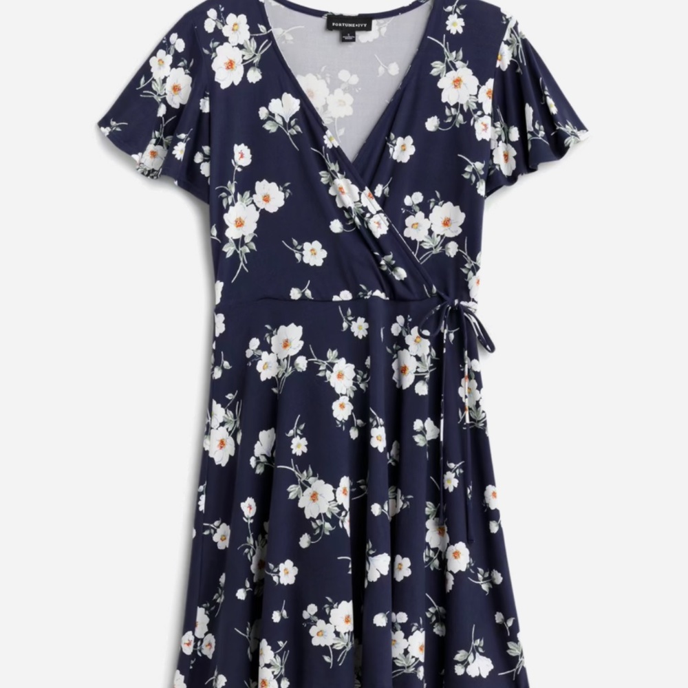 Kegan Faux wrap brushed knit dress